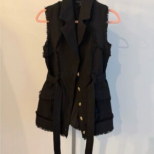 Rachel Zoe Black Fringed Sleeveless Vest